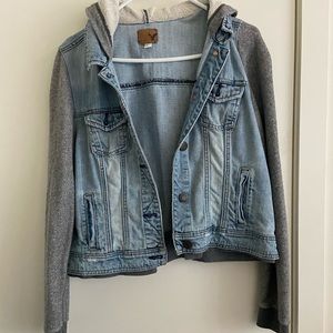 American Eagle Jean Jacket with Sweatshirt Details
